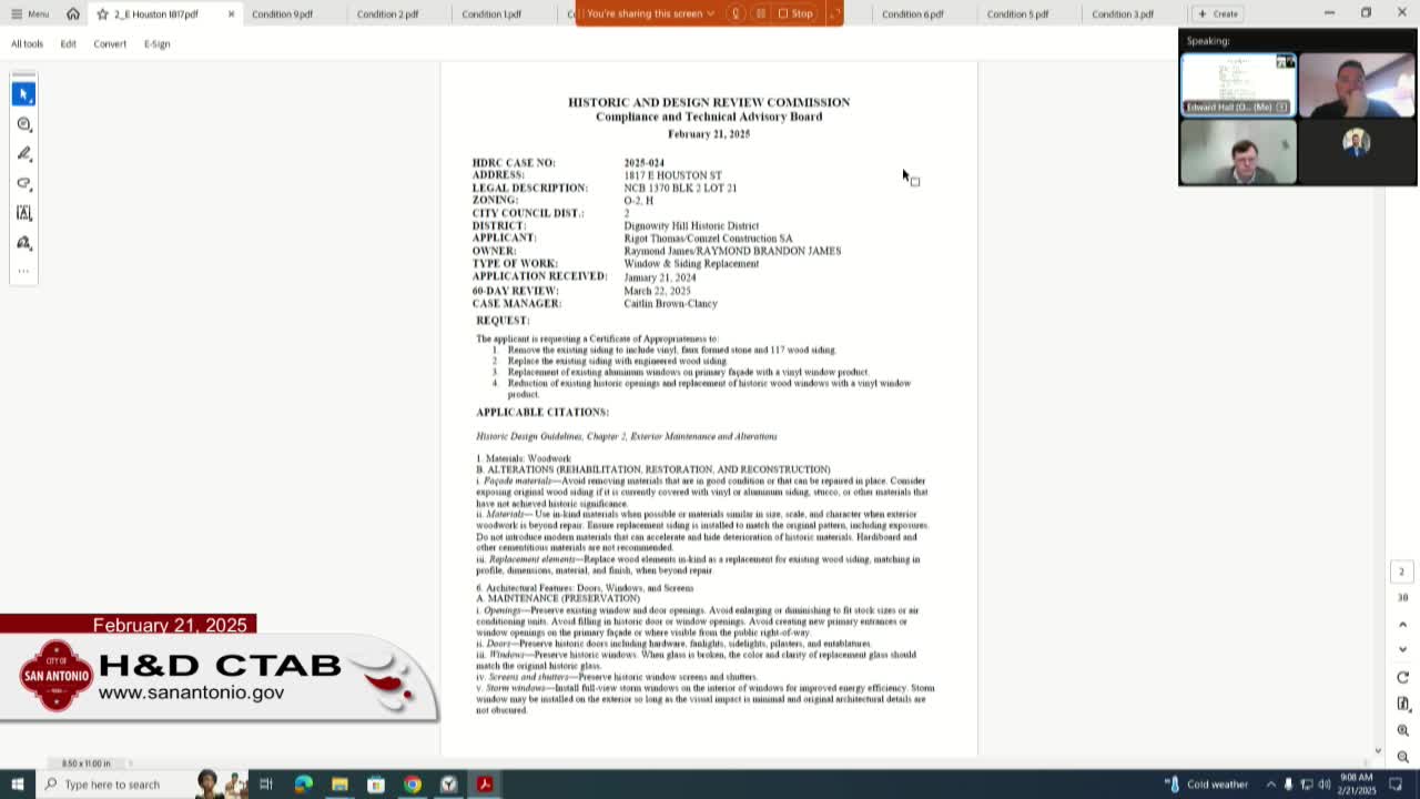 Board approves restoration-first plan for 1817 E. Houston; staff to require wood windows and in-kind siding repairs