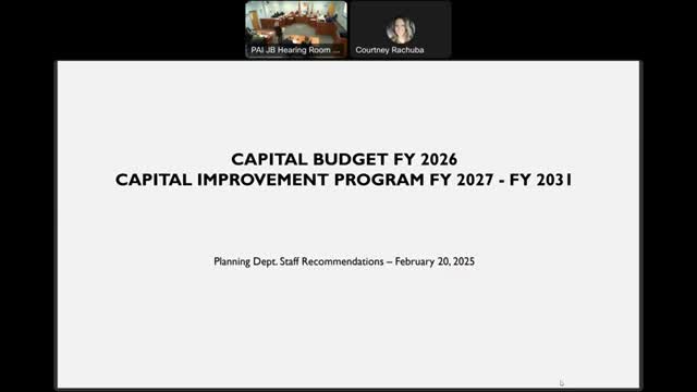 CIP subcommittee accepts FY26 proposed capital budget; asks transmittal letter to highlight deferred maintenance