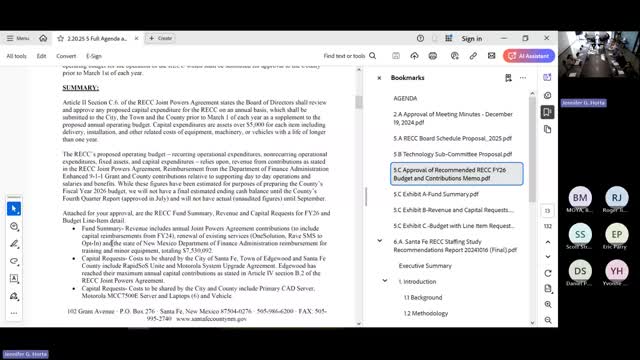 Santa Fe RECC board approves recommended FY26 budget, $2.69M in capital requests