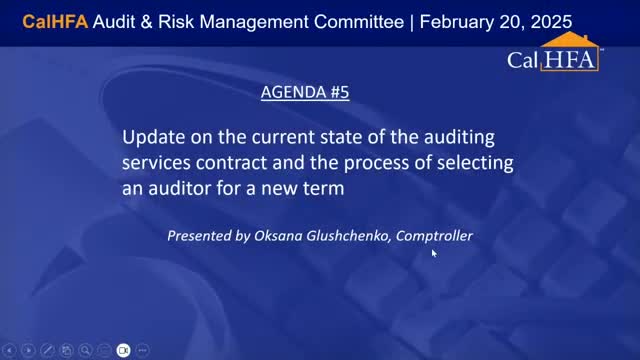 CalHFA outlines plan to solicit new external auditor; committee to help interview finalists