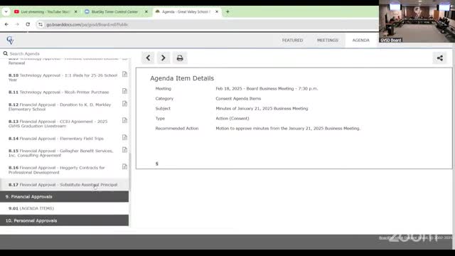 Board approves consent agenda, personnel and policy items; votes listed at a glance