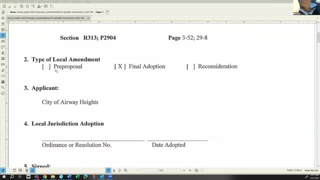 SBCC tables Airway Heights request to preapprove local residential sprinkler ordinance amid technical and process concerns
