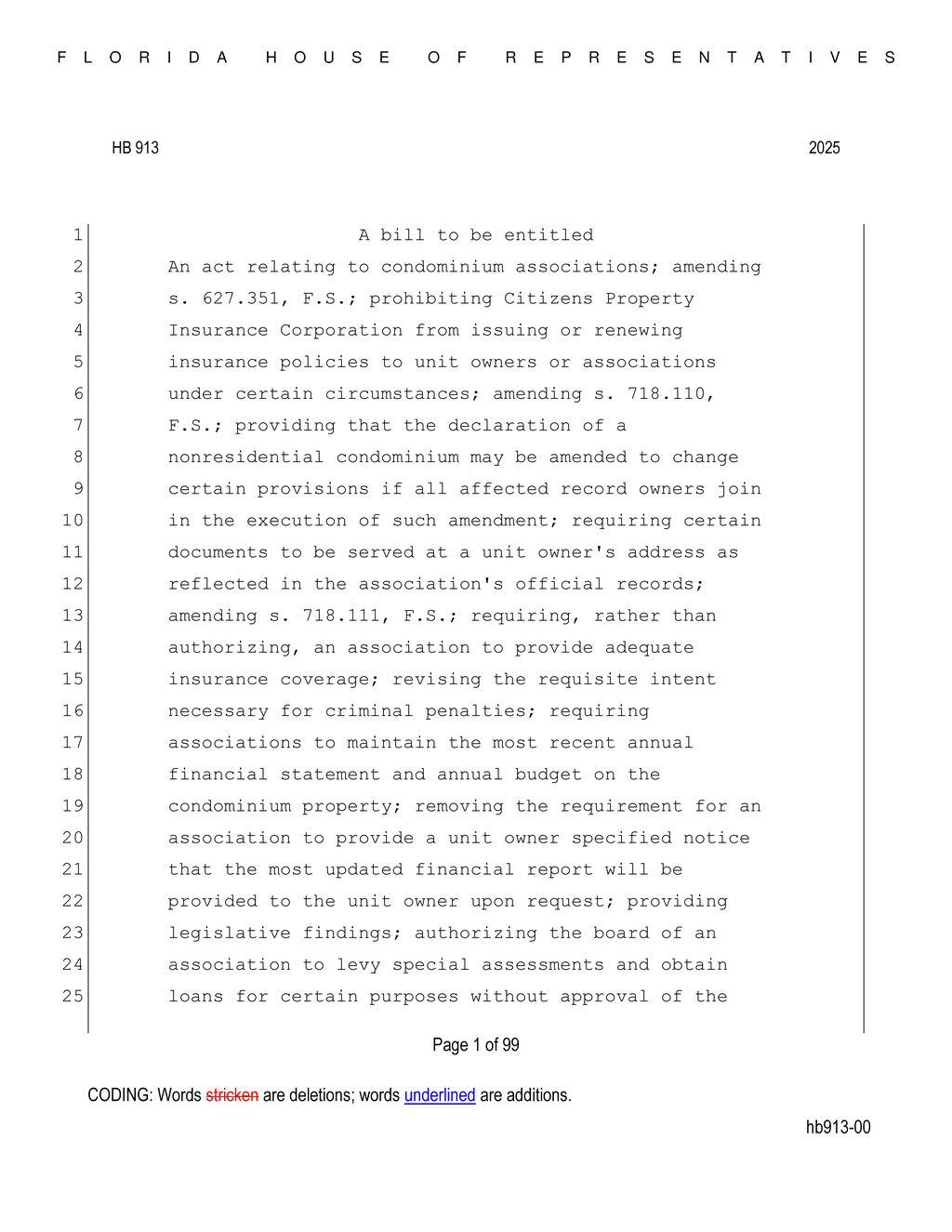 Florida House approves HB 913 for condominium arbitration and mediation reforms