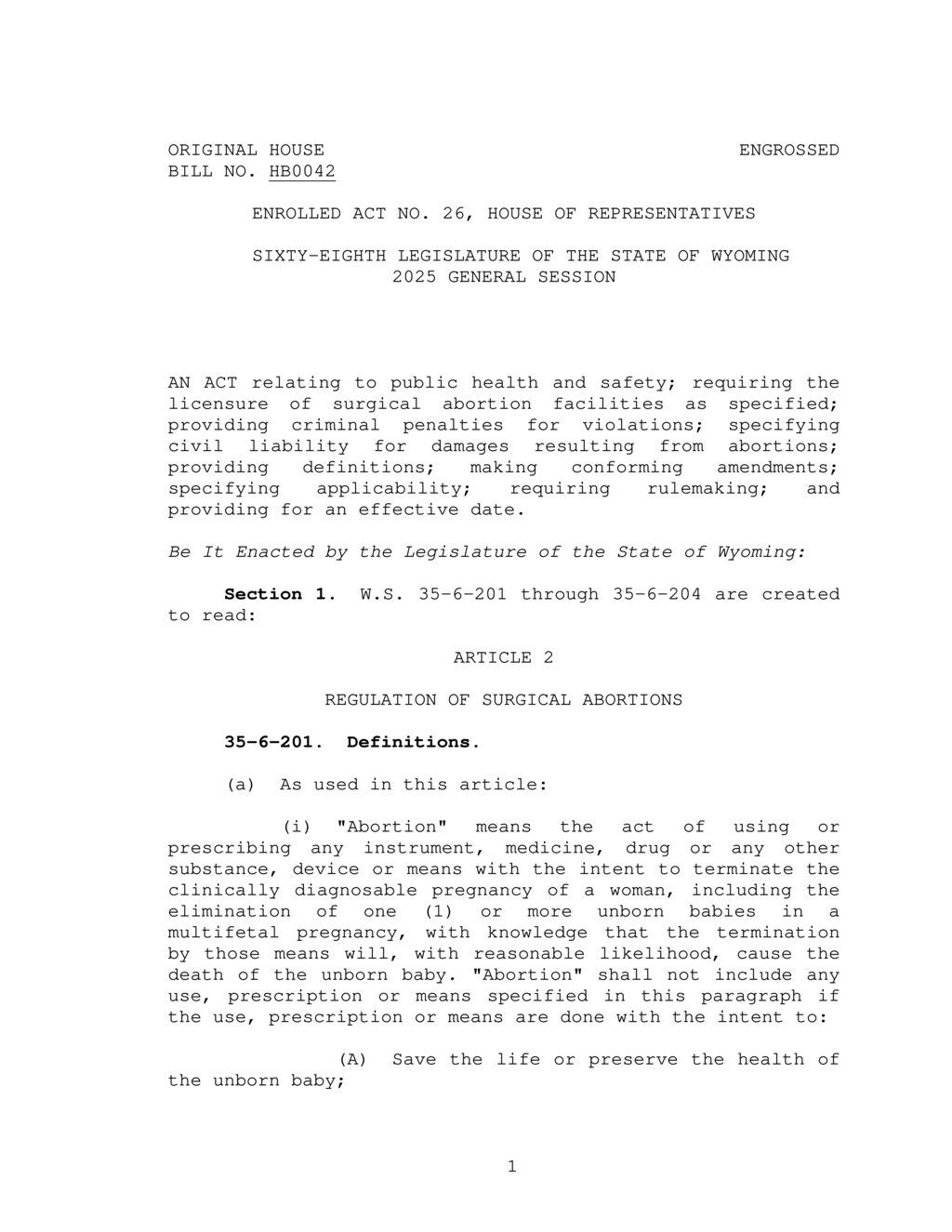 Wyoming House passes bill clarifying abortion and ectopic pregnancy protocols