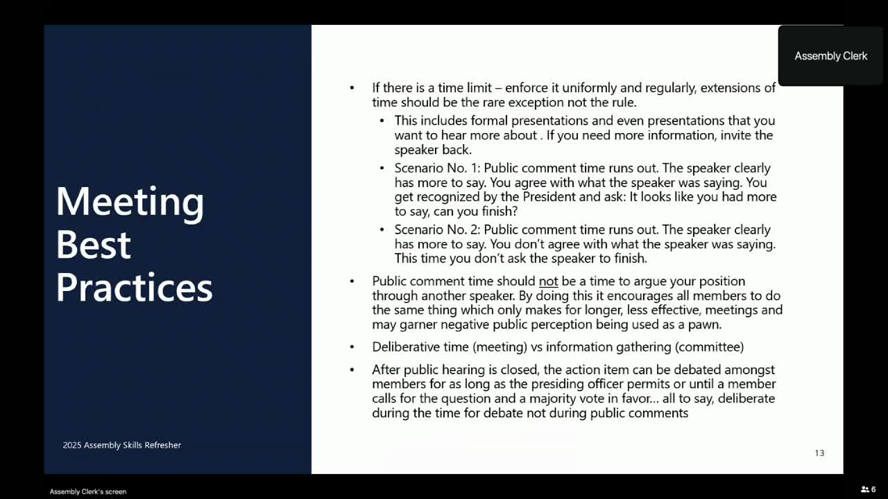 Assembly reviews public comment procedures to enhance engagement and clarity