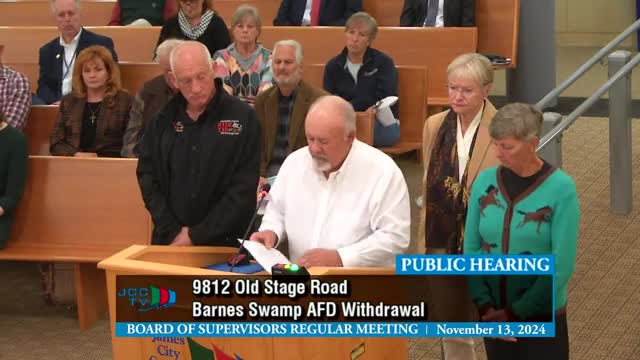 David Nice advocates for agritourism project at James City County public hearing