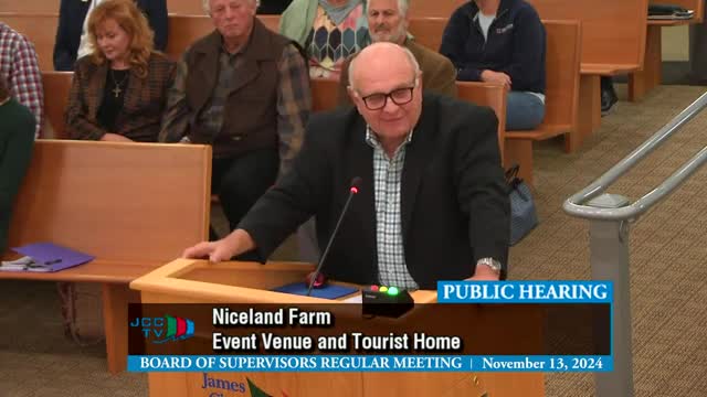 Don Hazelwood praises David Knight's property restoration at Dame City County meeting