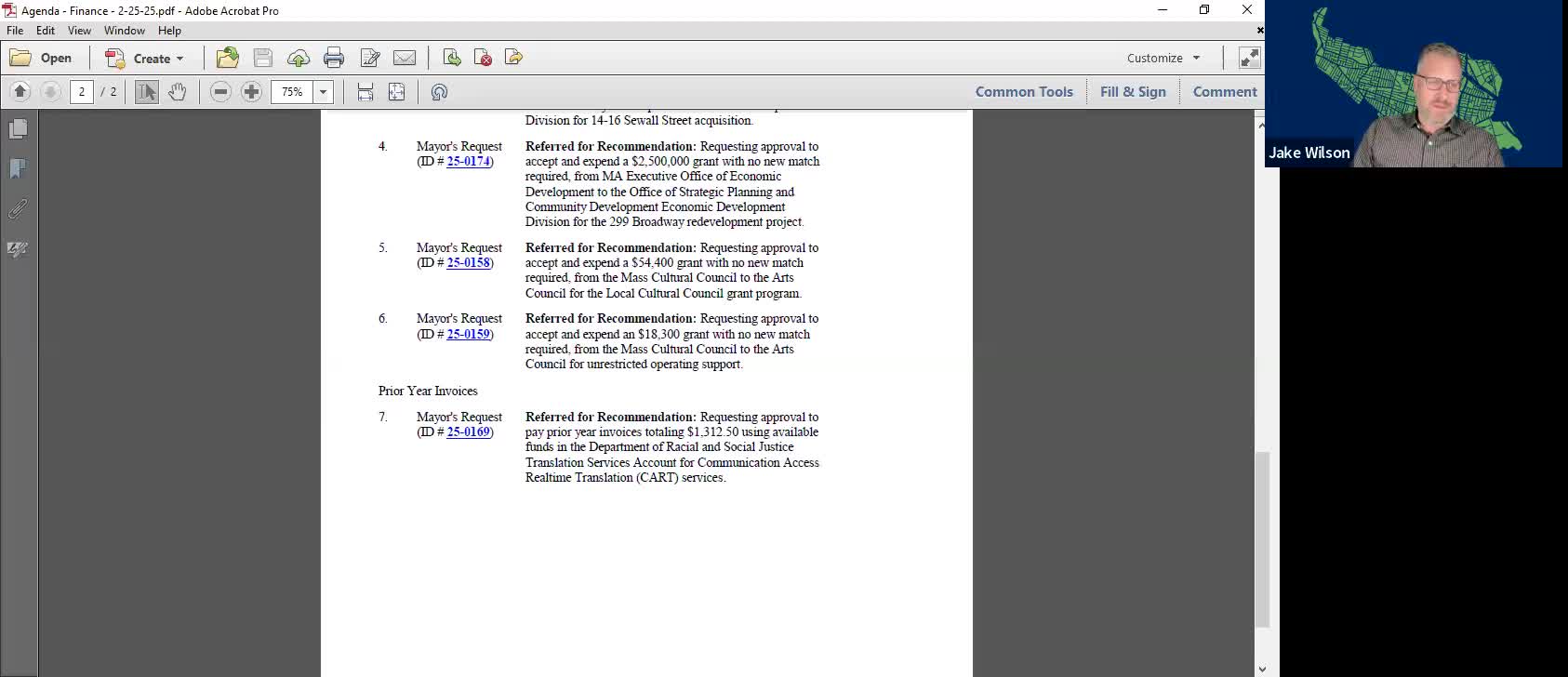Committee recommends acceptance of two Mass Cultural Council grants to Somerville Arts Council