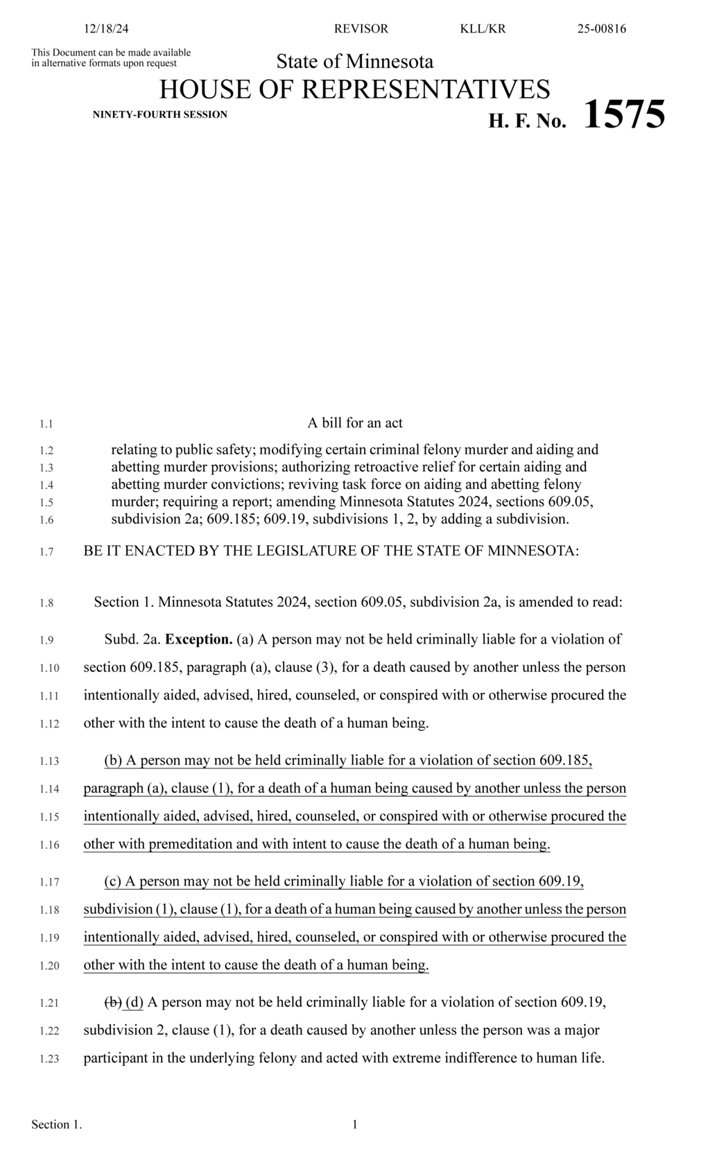 Minnesota enacts new second-degree murder law effective August 2025