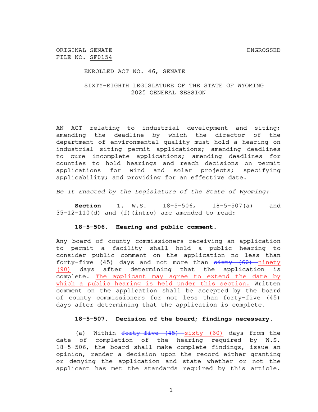 Wyoming Senate passes changes to permit application process for industrial facilities