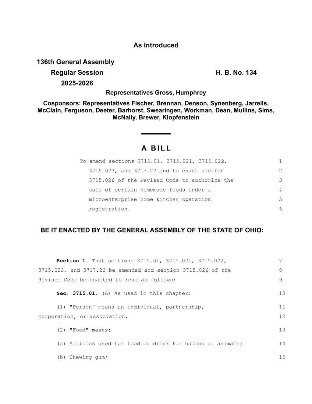 Ohio bill mandates labeling for cottage food production and microenterprise kitchens