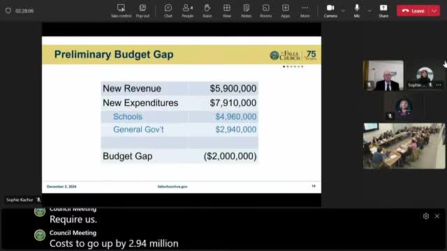 Falls Church Council discusses $2M budget shortfall and upcoming revenue challenges