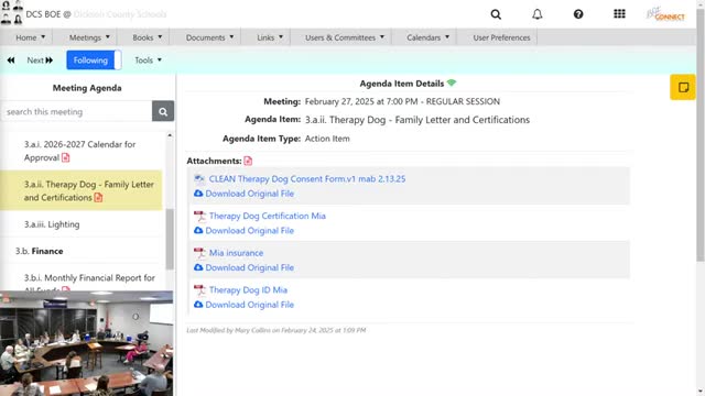 Dickson County School Board approves therapy dog program addition for 'Mia'