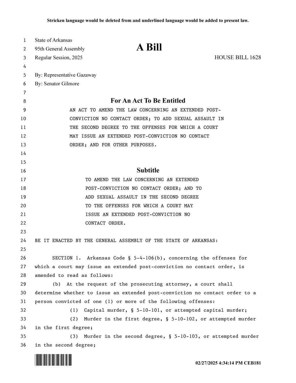 Arkansas lawmakers propose extending no contact orders to include second-degree sexual assault