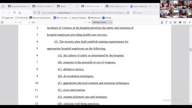 Vermont hospitals discuss response plans for violent situations during legislative meeting