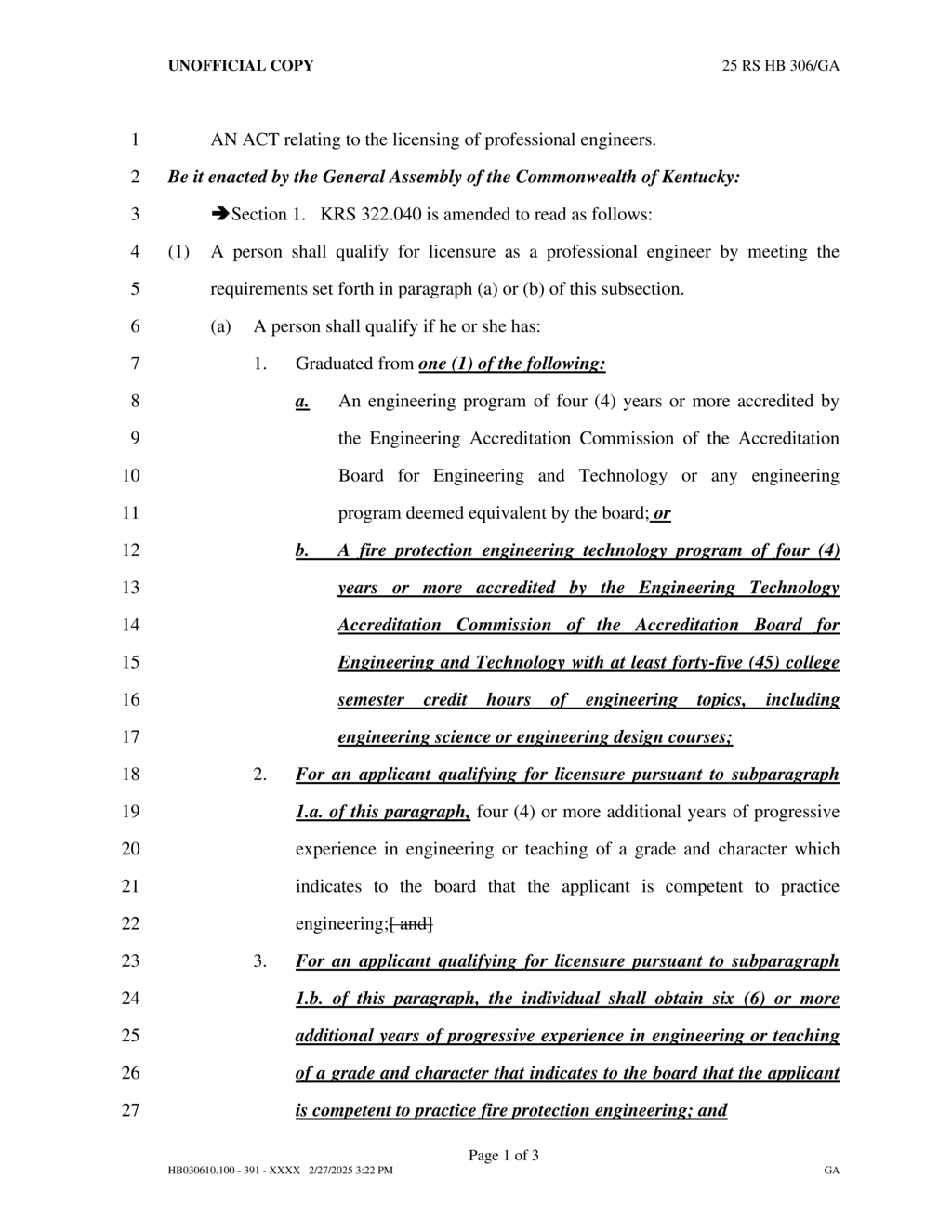 Kentucky General Assembly updates professional engineer licensing requirements