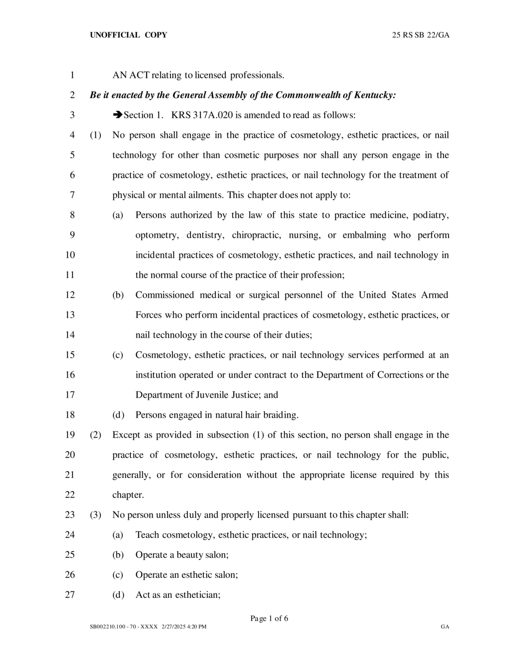Kentucky board updates licensure regulations for cosmetologists and beauty professionals