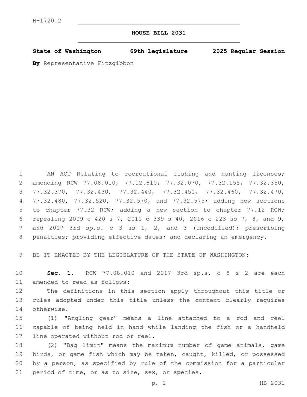 Washington state reduces fishing and hunting license fees for veterans and disabled residents