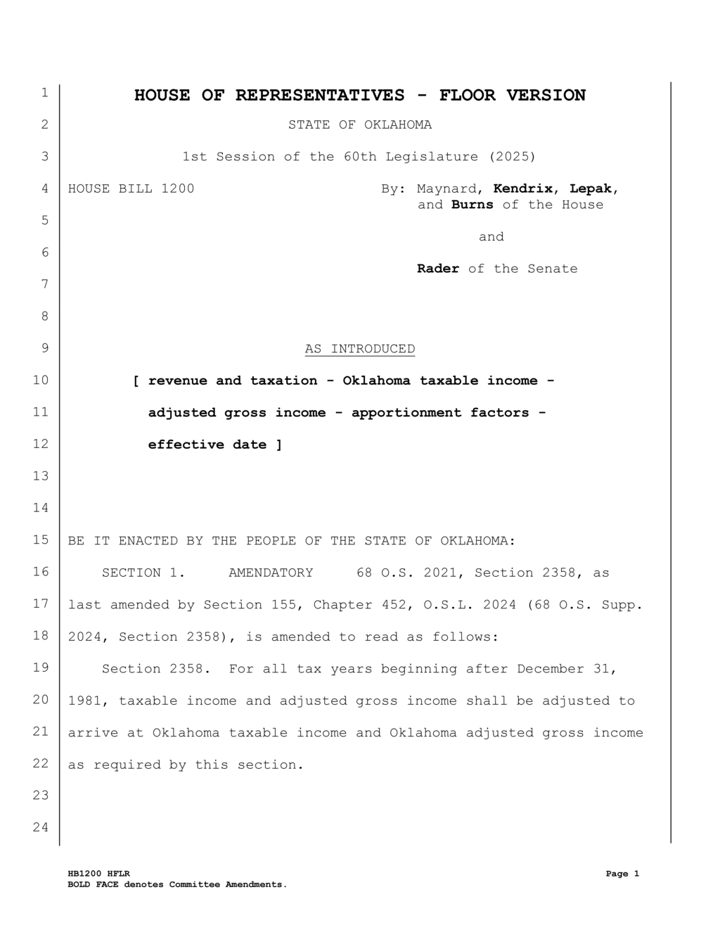 Oklahoma legislature revises corporate tax calculation to single sales factor method