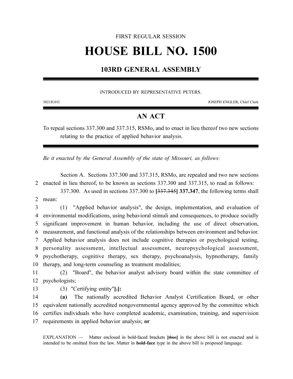 Missouri committee establishes licensing criteria for behavior analysts and assistants