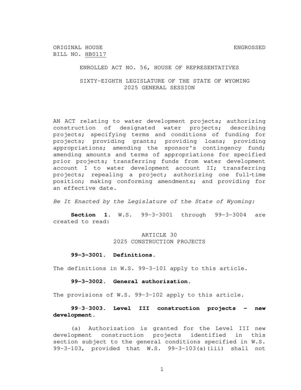 Wyoming House approves funding for Gillette and Middle Piney reservoir projects