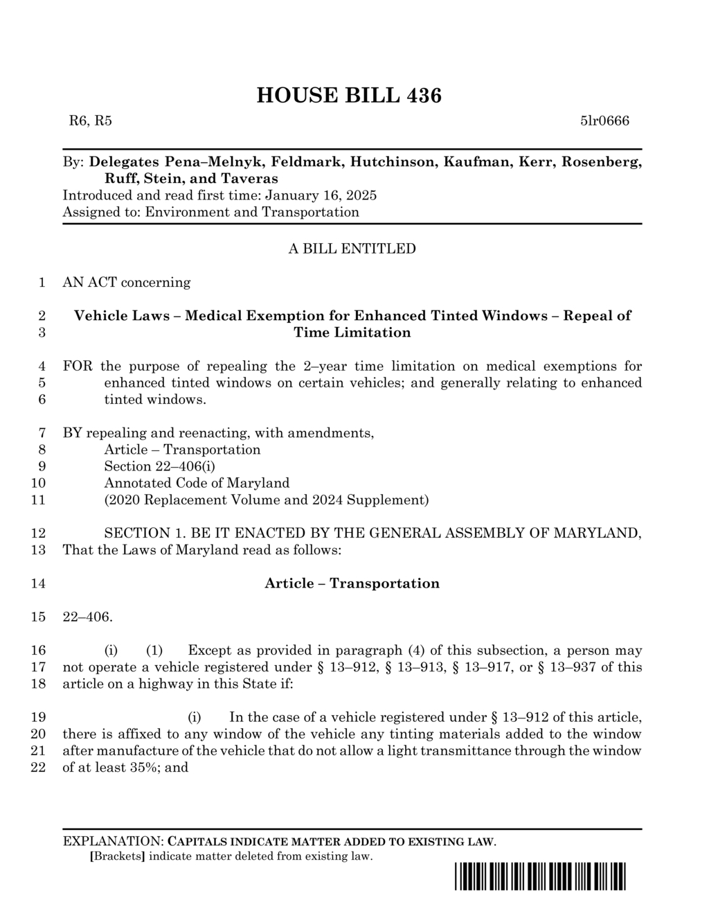 House Bill 436 regulates vehicle window tinting to improve safety standards