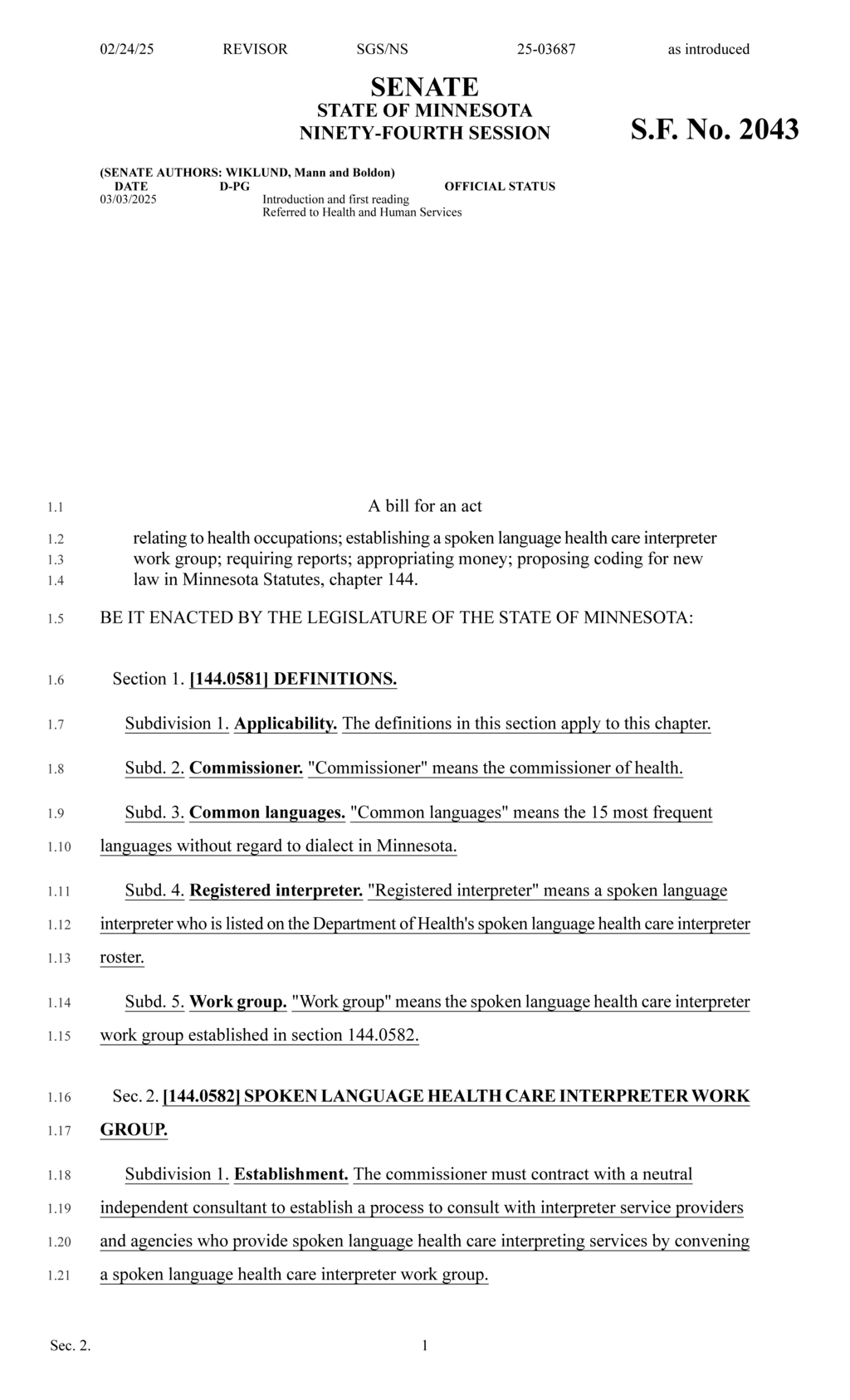 Minnesota Senate establishes health care interpreter work group for language services