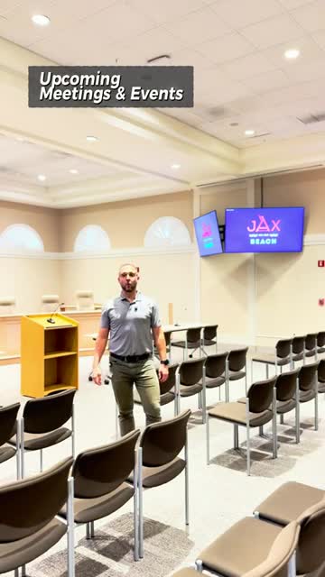 Jacksonville Beach lists upcoming meetings and community events, including hazardous-waste collection and Seawalk Sessions
