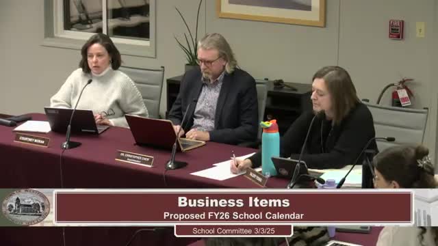 School committee approves 2025–26 calendar after minor edits; kindergarten screening day clarified