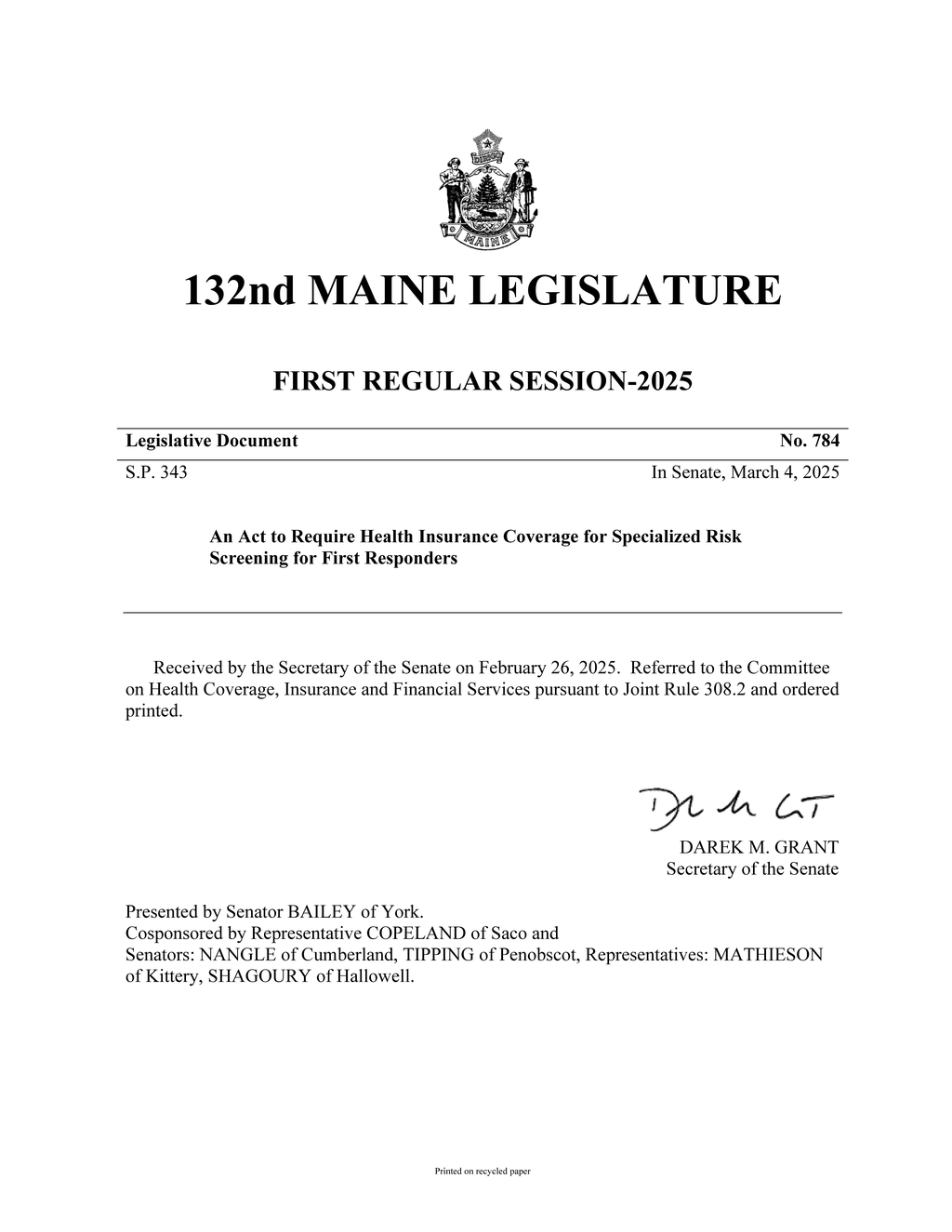 Senate Bill mandates health insurance for first responders' specialized risk screenings