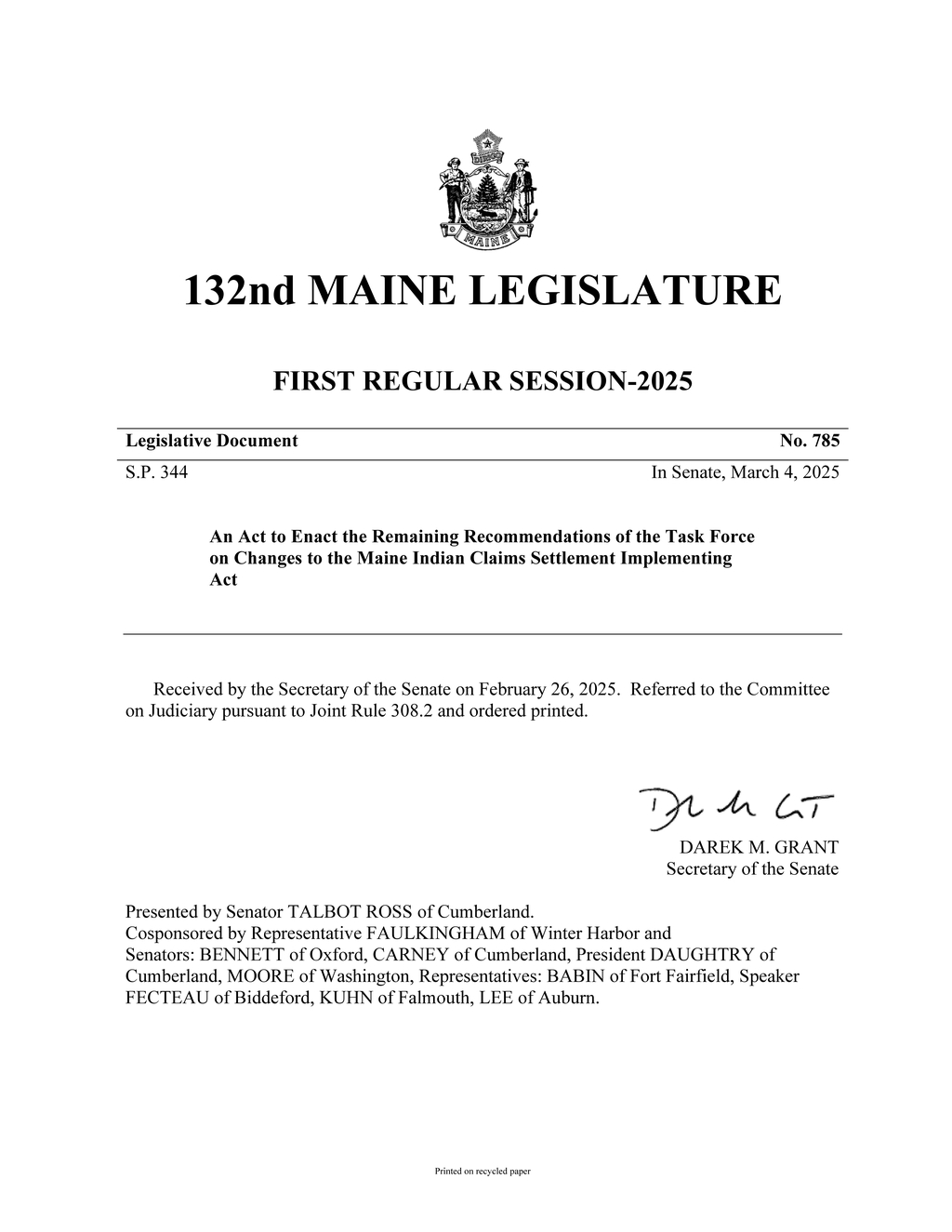 Maine Legislature defines Passamaquoddy and Penobscot Indian reservations