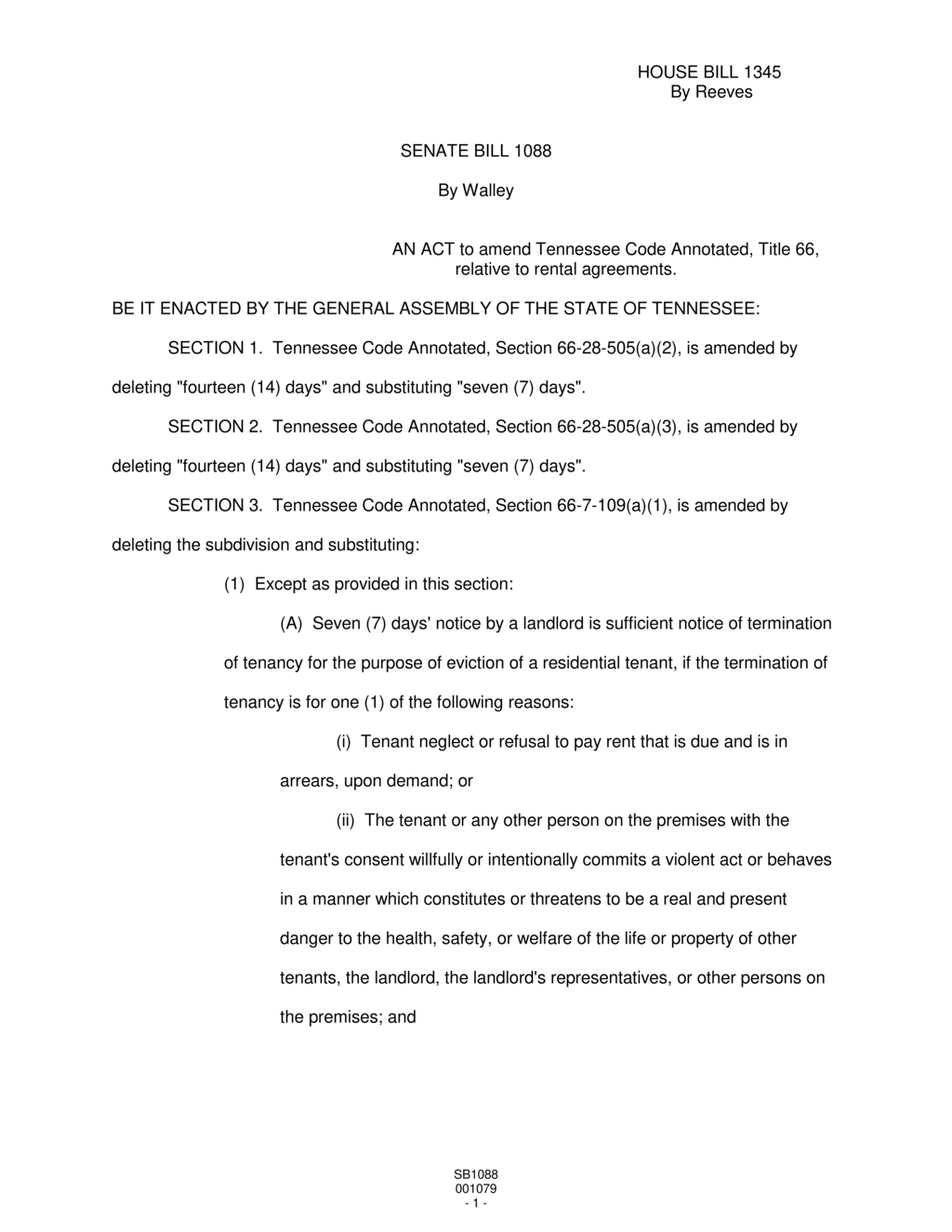Tennessee lawmakers shorten eviction notice period to seven days