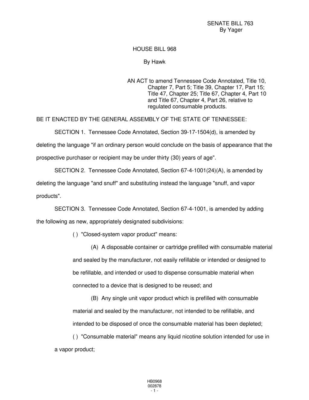 Tennessee enacts new tax structure on vapor products for state fund usage