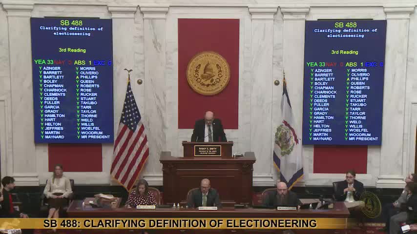 Senate approves package of election bills clarifying voter eligibility, defining electioneering and banning ranked‑choice voting