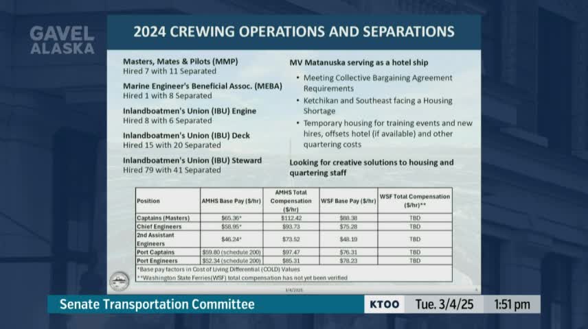 Alaska Marine Highway System faces hiring challenges and explores training pathways