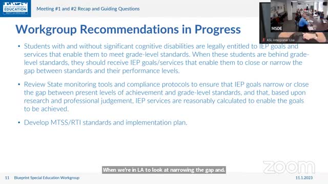 Maryland Education Leaders Discuss Collaborative Recommendations for Special Education Improvement