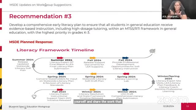 Doctor Smith presents Maryland's statewide literacy plan to improve reading skills