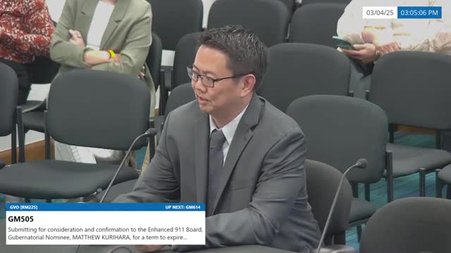 Reed Mahuna seeks confirmation to Hawaii's 911 board to enhance emergency response