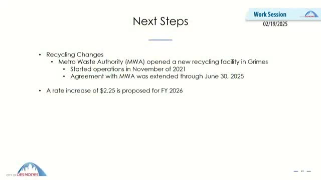 Des Moines Council proposes $2.25 solid waste rate increase amid Metro Waste negotiations
