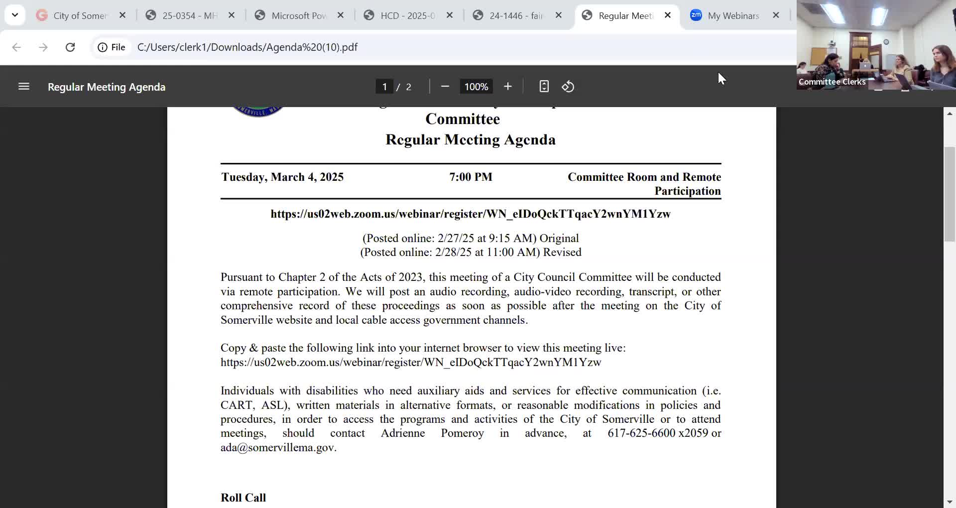 Committee approves minutes and adjourns after discussion of multiple agenda items