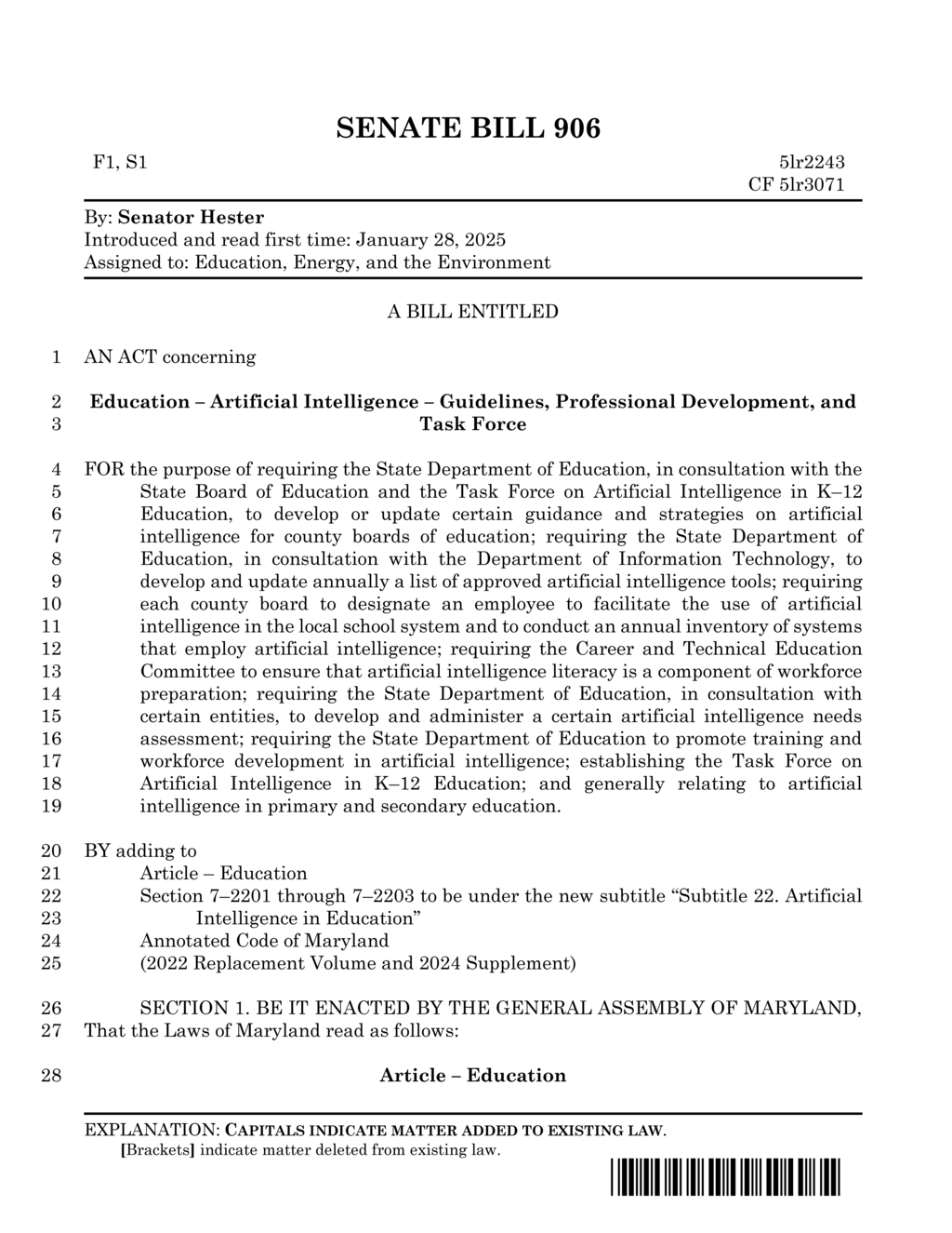 Maryland develops AI guidance for K-12 education by August 2026