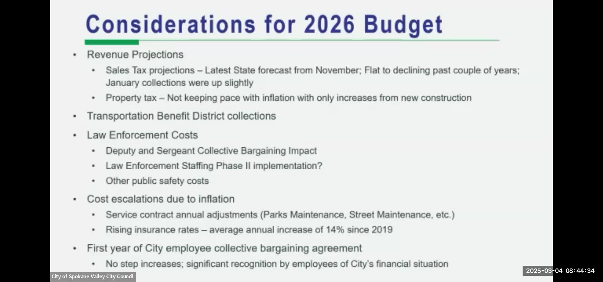 City discusses funding challenges for public safety amid rising costs and Spokane negotiations