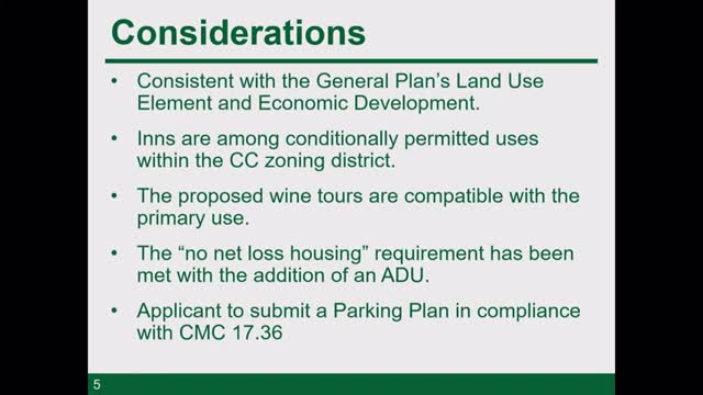 City Planning Approves Wine Tours with Long-Term Housing Requirement