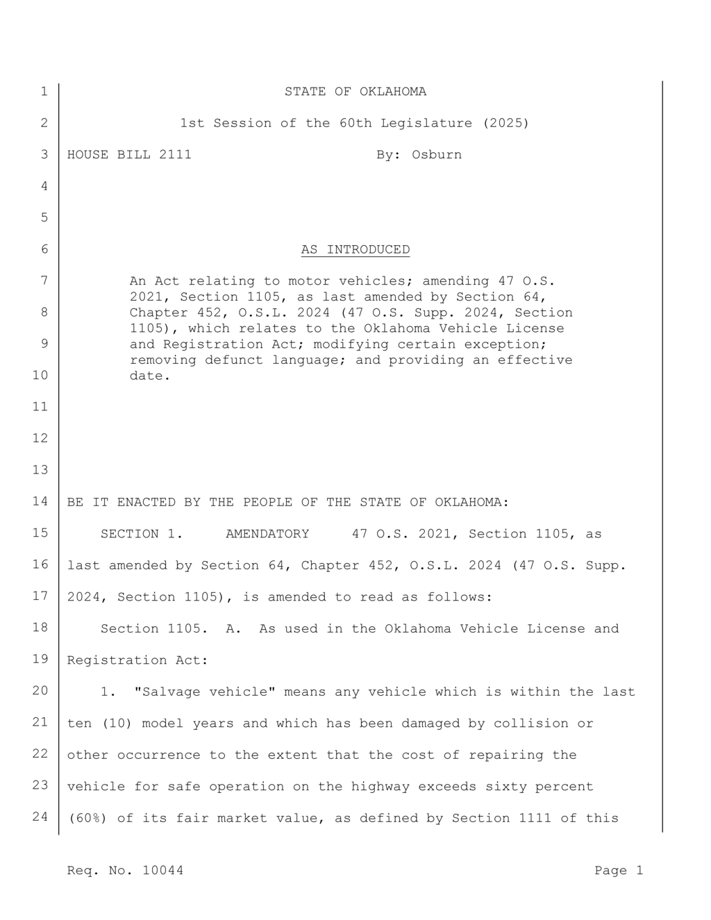 Oklahoma enacts new fee structure for vehicle title transactions