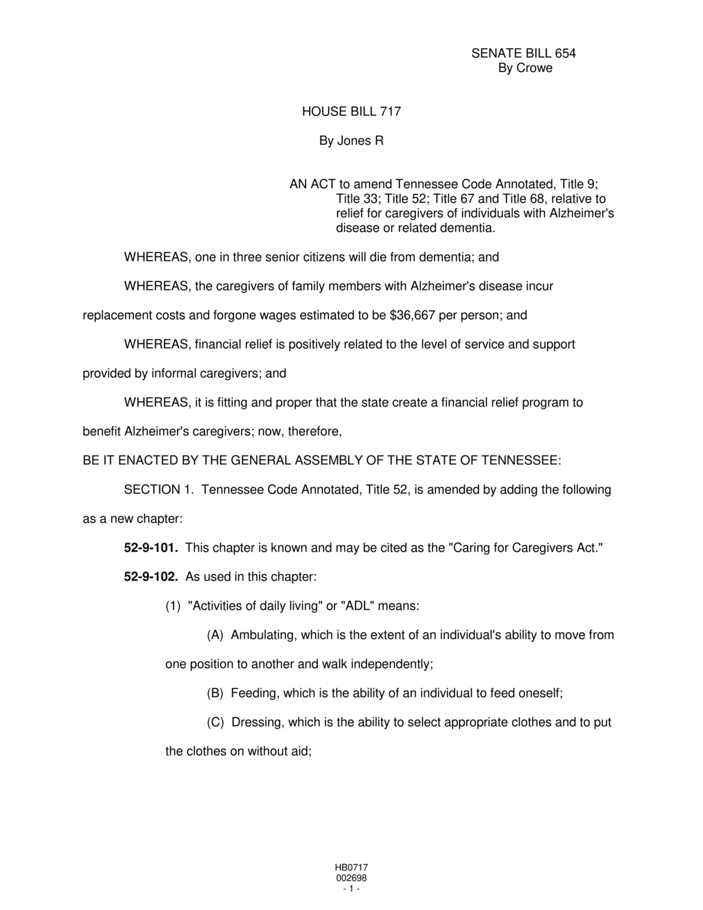 Tennessee General Assembly passes Caring for Caregivers Act for Alzheimer's support