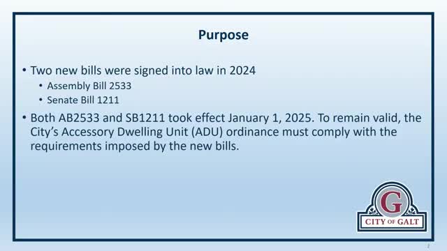 Galt updates ADU regulations under new state bills to boost housing flexibility