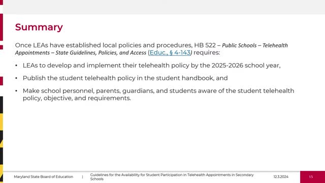 State Board approves telehealth guidelines for secondary school student participation