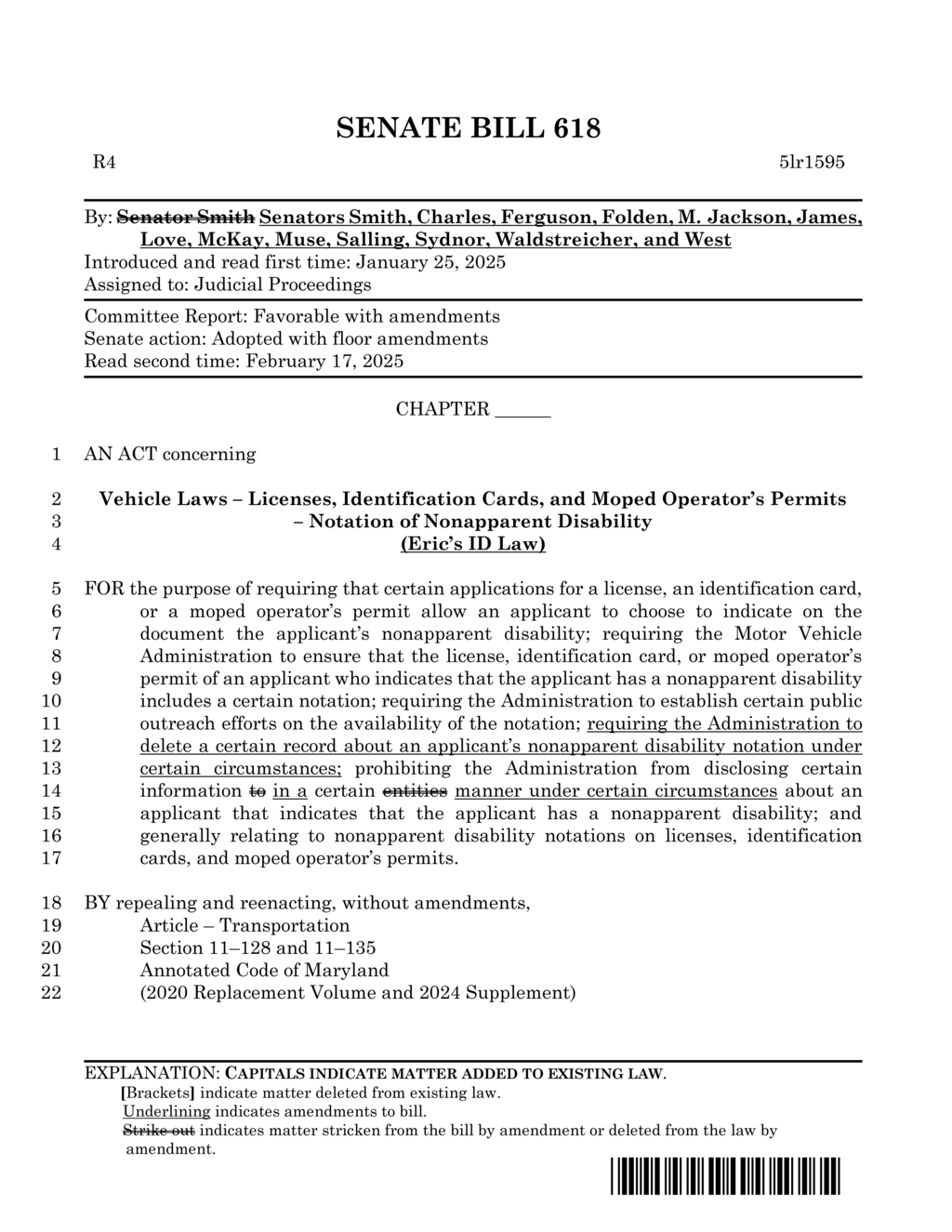 Senate passes Eric's ID Law for nonapparent disability documentation