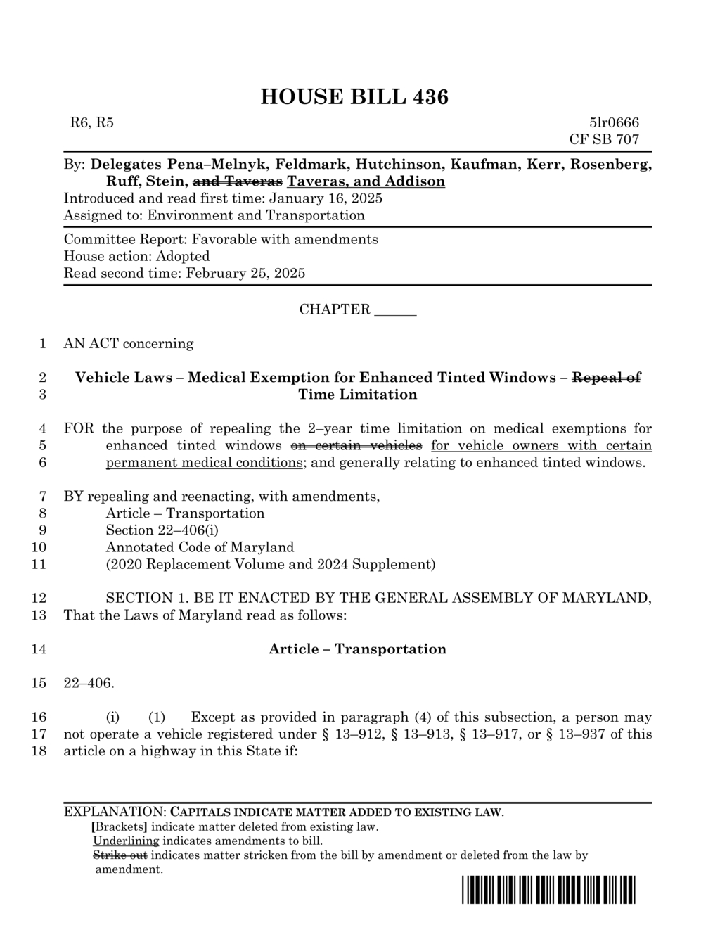 Maryland House Bill 436 enforces window tint regulations for vehicles