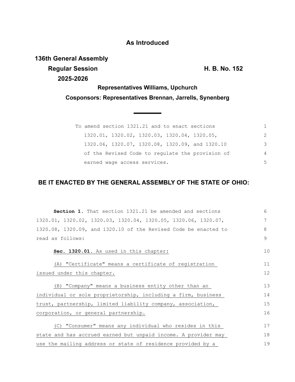 Ohio legislature defines guidelines for earned wage access services under new bill